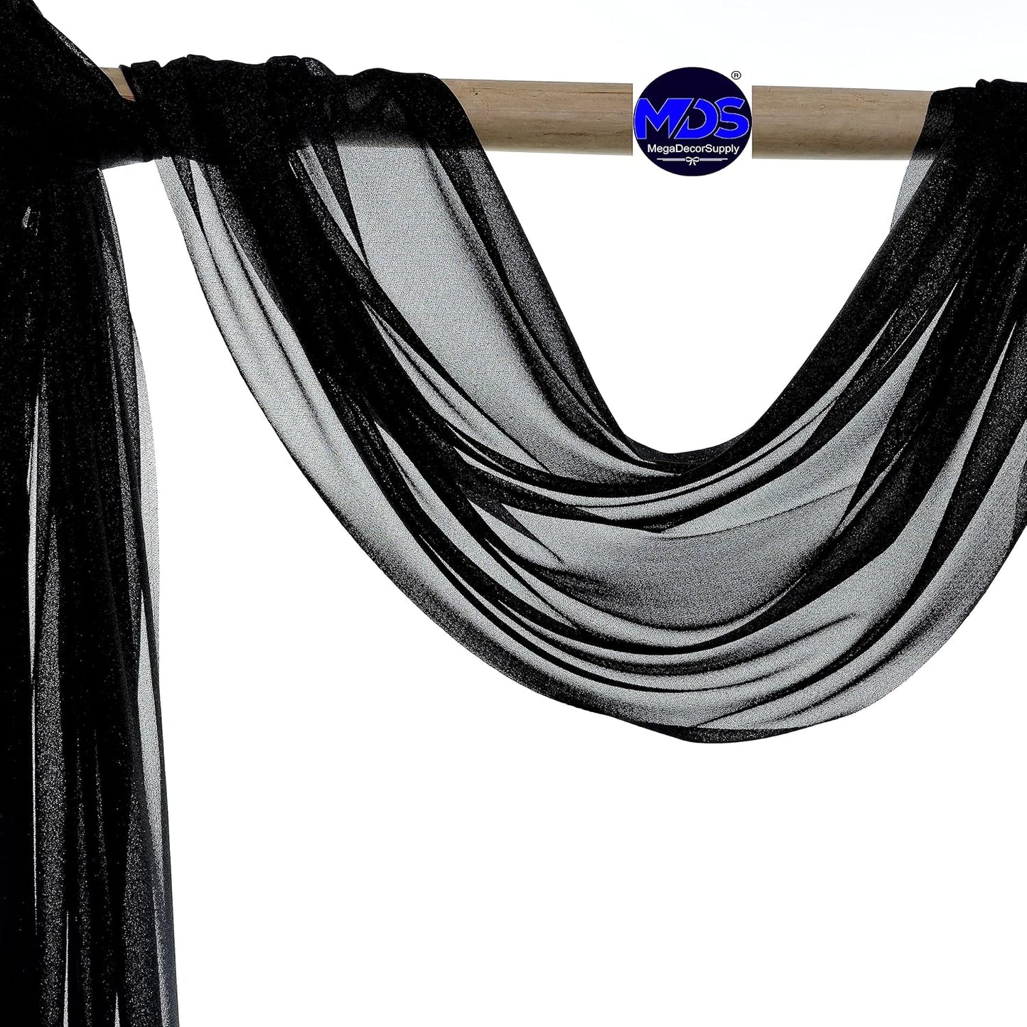 MDS Halloween Chiffon Draping Fabric - 1 Panel, 30" Wide x 30ft Long - Sheer Spooky Arbor & Canopy Drapery for Haunted House Backdrops, Party Ceilings, DIY Costumes & Themed Events - Black