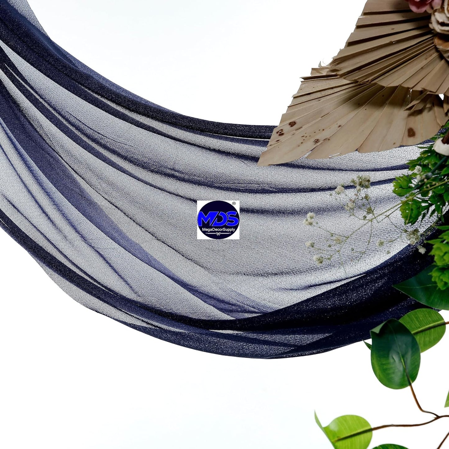 MDS Halloween Chiffon Draping Fabric - 1 Panel, 30" Wide x 40ft Long - Sheer Spooky Arbor & Canopy Drapery for Haunted House Backdrops, Party Ceilings, DIY Costumes & Themed Events - Navy Blue