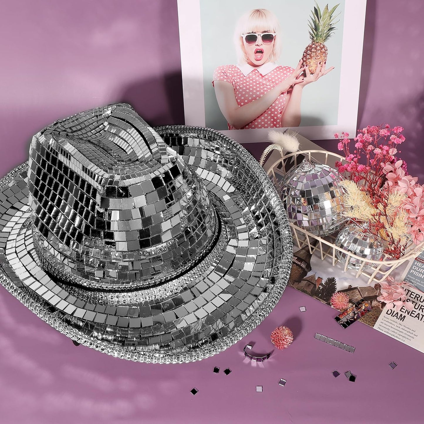 PP OPOUNT 2360 PCS Disco Tiles, 5 x 5 mm Self Adhesive Mirror Tiles, Real Glass Disco Ball Tiles for Crafts, DIY Disco Ball, Photo Frame, Art Collage, Interior Decoration (Silver-Gray)