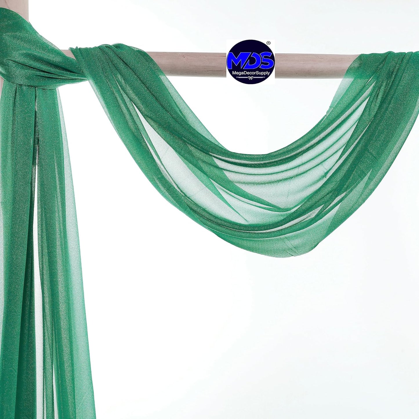 MDS Halloween Chiffon Draping Fabric - 1 Panel, 30" Wide x 30ft Long - Sheer Spooky Arbor & Canopy Drapery for Haunted House Backdrops, Party Ceilings, DIY Costumes & Themed Events - Emerald Green