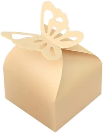KUPOO 50PCS Small Yellow Butterfly Favor Boxes Girl Baby Shower Candy Box Small Butterfly Gift Boxes Party Favors for Wedding Birthday (Light yellow)