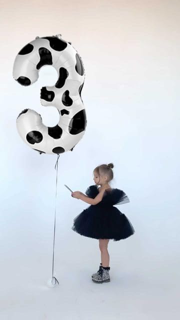 Cow Print Number 7 Birthday Balloon 40 Inch, Digital Balloons for 7 17 27 70 77 Party Celebration Decorations Supplies, Mylar Foil Numbers Balloon for Seven Wedding Anniversary