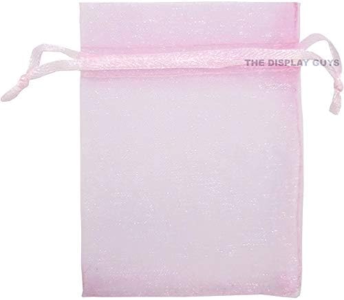 TheDisplayGuys 48-Pack 6x8 Pink Sheer Organza Gift Bags with Drawstring, Jewelry Candy Treat Wedding Party Favors Mesh Pouch