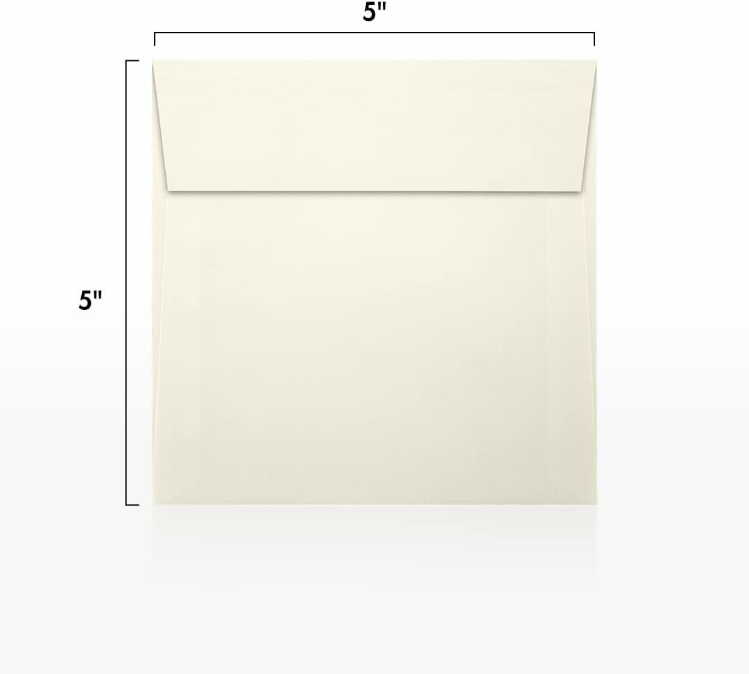 LUXPaper Square Invitation Envelopes | Peel & Press | 5" x 5" | Natural Linen | 80lb. Text | 50 Qty