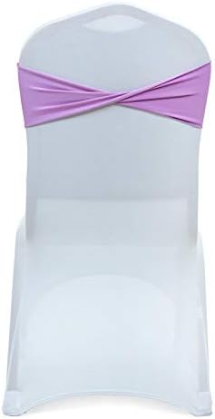 VDS Pack of 200 PCS | Light Purple | Spandex Chair Sashes Bows Without Buckle | Stretch Elastic Banquet Universal Folding Chair Band Tie with for Wedding Party Conference Celebration Event Decoration