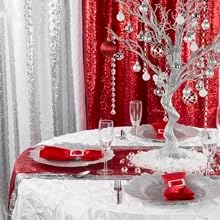 Red Sequin Backdrop Curtains 2 Panels 4FTx8FT Glitter Red Photo Backdrop Drapes Party Wedding Baby Shower Curtain Sparkle Photography Background