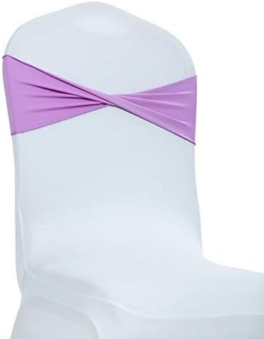 VDS Pack of 25 PCS | Light Purple | Spandex Chair Sashes Bows Without Buckle | Stretch Elastic Banquet Universal Folding Chair Band Tie with for Wedding Party Conference Celebration Event Decoration
