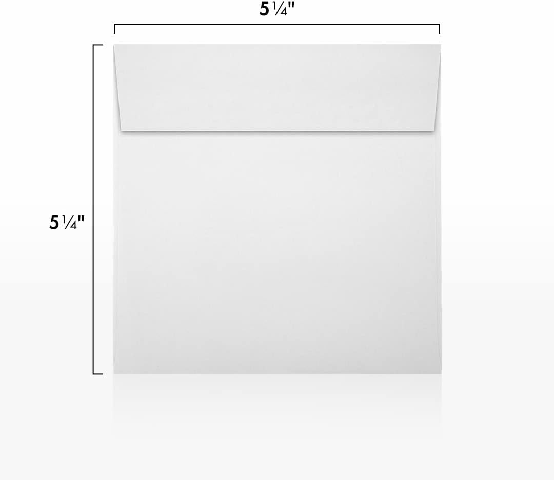 LUXPaper Square Invitation Envelopes | Peel & Press | 5 1/4" x 5 1/4" | Bright White | 70lb. Text | 50 Qty