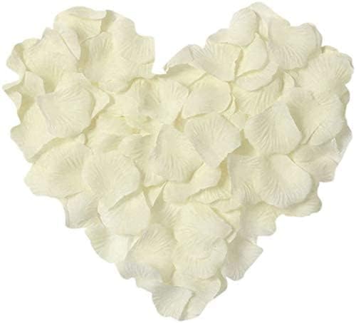 ocharzy 1000pcs Rose Petals Artificial Silk Flower Rose Petals for Wedding Decorations,Romantic Night,Valentine's Day, Parties,Events(Separated, Cream White)