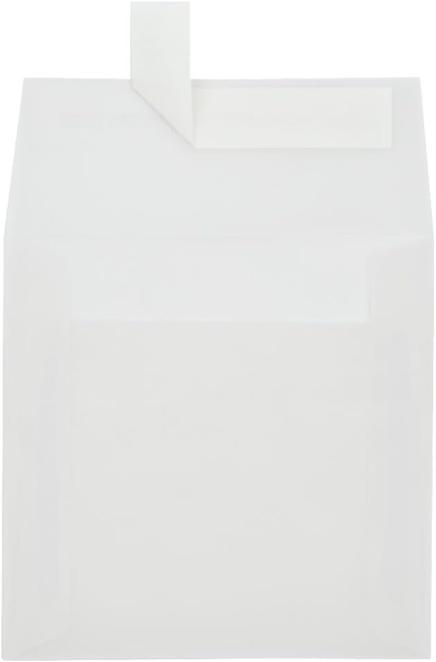 LUXPaper Square Invitation Envelopes | Peel & Press | 5" x 5" | Clear Translucent | 30lb. Text | 50 Qty