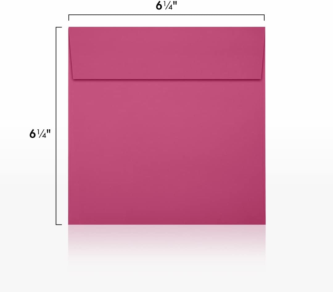 LUXPaper Square Invitation Envelopes | Peel & Press | 6 1/2" x 6 1/2" | Magenta Pink | 80lb. Text | 50 Qty