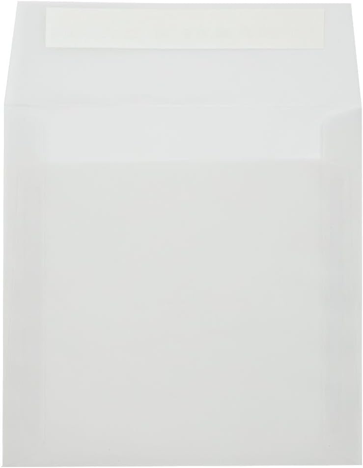 LUXPaper Square Invitation Envelopes | Peel & Press | 6 1/2" x 6 1/2" | Clear Translucent | 30lb. Text | 50 Qty
