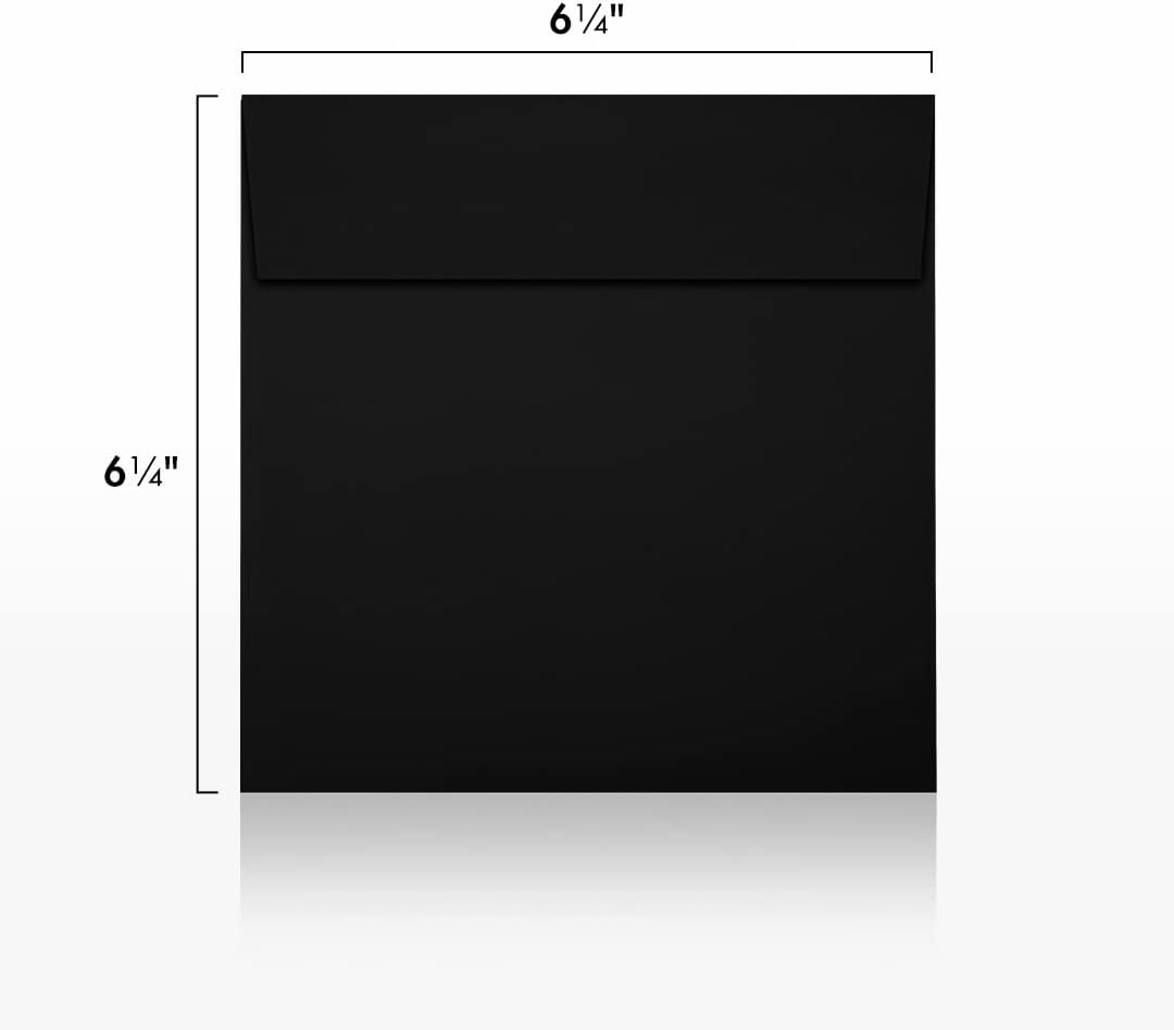 LUXPaper Square Invitation Envelopes | Peel & Press | 6 1/2" x 6 1/2" | Midnight Black | 80lb. Text | 50 Qty