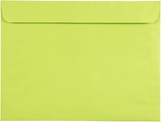 JAM PAPER 9 x 12 Booklet Colored Envelopes - Ultra Lime Green - Bulk 500/Box