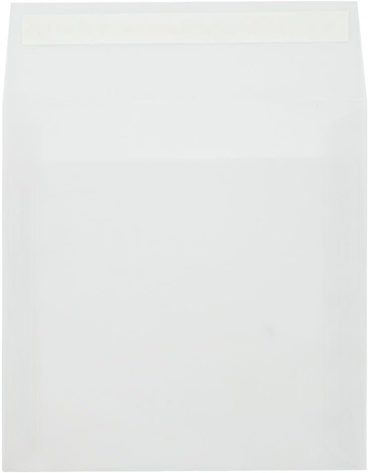 LUXPaper Square Invitation Envelopes | Peel & Press | 7" x 7" | Clear Translucent | 30lb. Text | 50 Qty