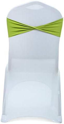 VDS Pack of 125 PCS | Apple Green | Spandex Chair Sashes Bows Without Buckle | Stretch Elastic Banquet Universal Folding Chair Band Tie with for Wedding Party Conference Celebration Event Decoration