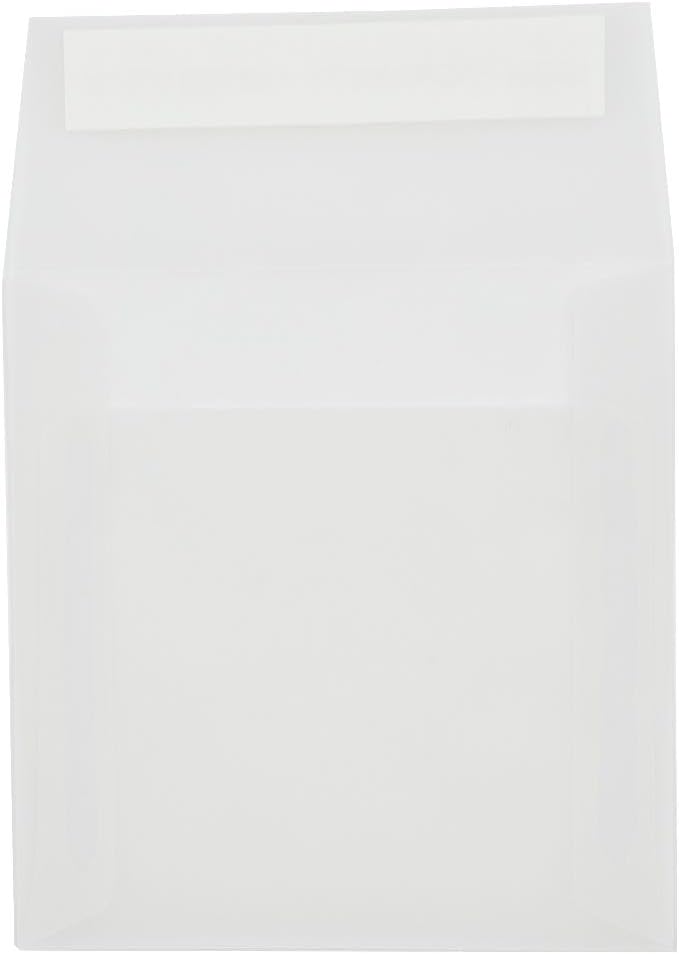 LUXPaper Square Invitation Envelopes | Peel & Press | 5" x 5" | Clear Translucent | 30lb. Text | 50 Qty