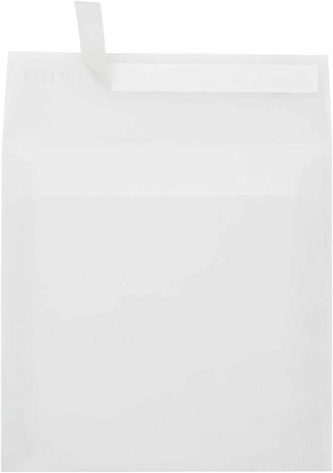 LUXPaper Square Invitation Envelopes | Peel & Press | 7" x 7" | Clear Translucent | 30lb. Text | 50 Qty