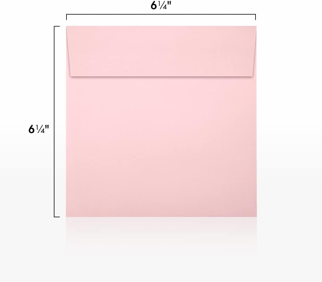 LUXPaper Square Invitation Envelopes | Peel & Press | 6 1/2" x 6 1/2" | Candy Pink | 80lb. Text | 50 Qty