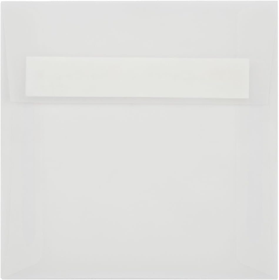 LUXPaper Square Invitation Envelopes | Peel & Press | 5" x 5" | Clear Translucent | 30lb. Text | 50 Qty