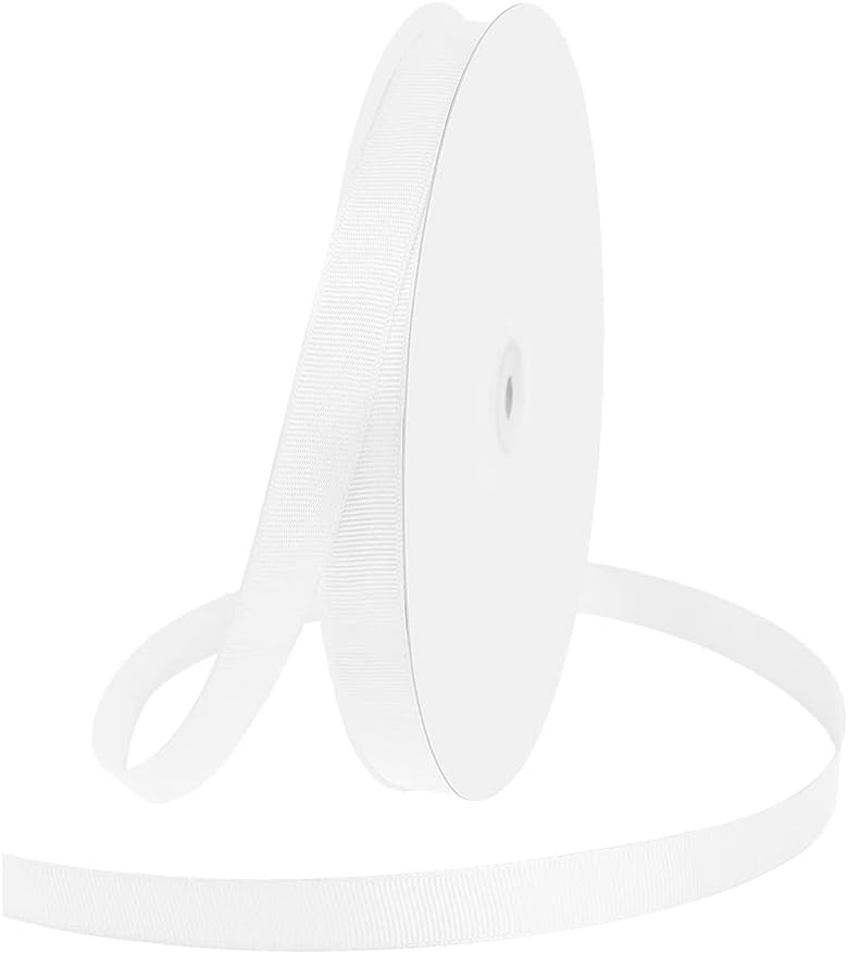 5/8" X 100 Yards White Grosgrain Ribbon, Premium Grosgrain Ribbon for Sewing, Gift Wrapping, Bow Making, Wedding Decor, Wrapping and More (White)