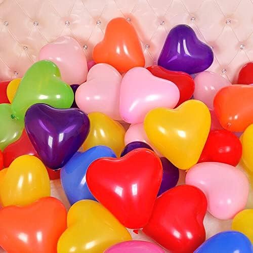 100 6-inch Heart shaped balloons 10 Kinds of Mixed Color Latex Balloons for Valentines Day,Propose Marriage,Wedding Party.(red, purple,yellow,green,blue, pink, white,orange,etc.)