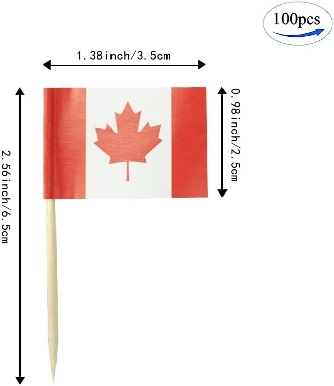 Canada Flag Canadian Flag, Small Mini Canada Toothpick Flags for Food, Cupcakes, Cocktails, Appetizers, Bar Party Decorations