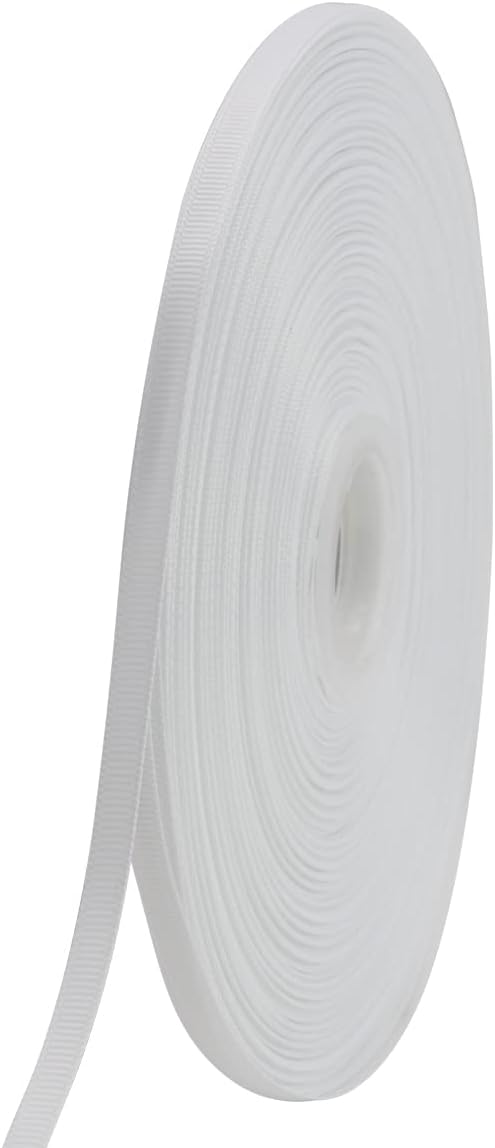 Jesep One Roll 100 Yards 1/4" Soild Grosgrain Ribbon Boutique Gift Wrapping Package Ribbon, DIY Crafts Bow Hair Headband Accessories Assorted Ribbon#29 (1/4" 6mm, White)