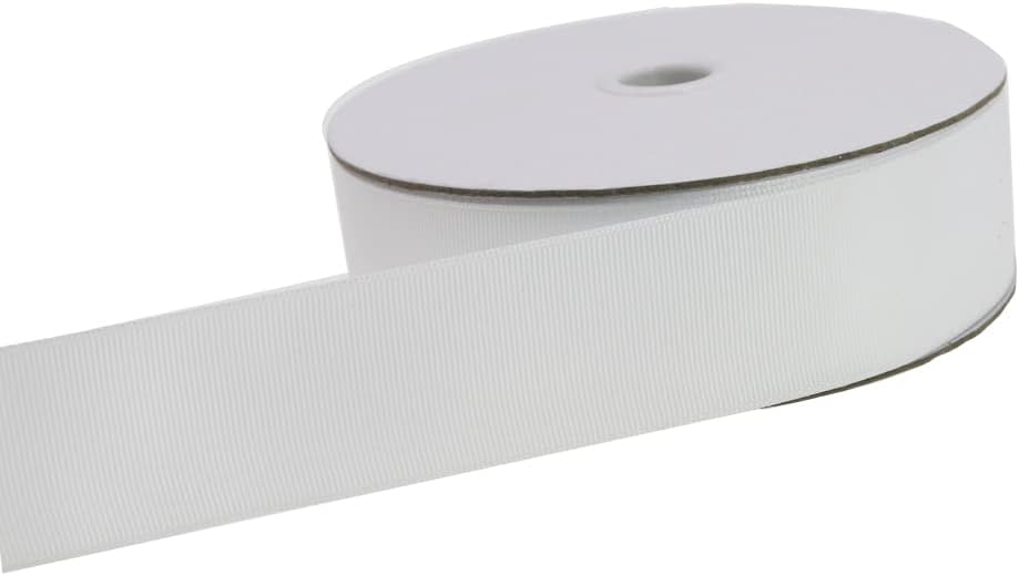 One Roll 50 Yards White Soild Grosgrain Ribbon 1 1/2 inch Boutique Gift Wrapping Package Ribbon-DIY Crafts Bow Hair Headband Accessories Assortment Ribbon #29(38mm)