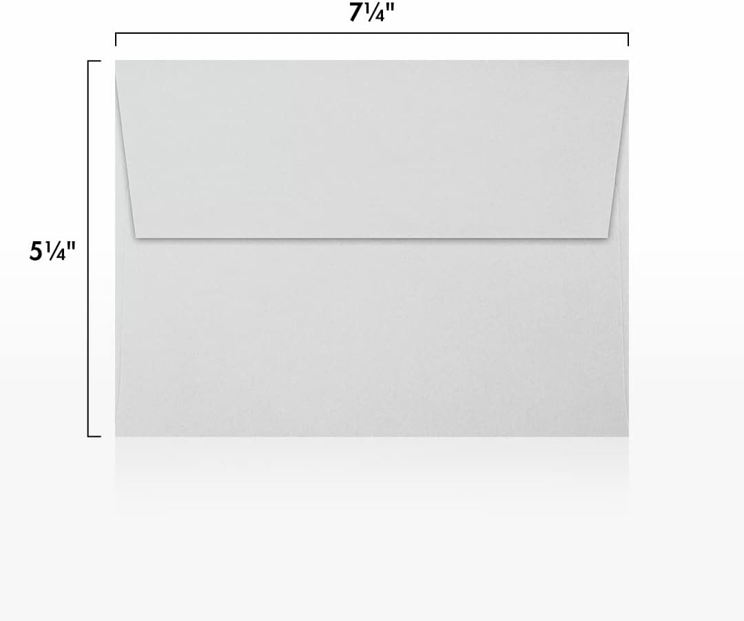 LUXPaper A7 Invitation Envelopes | Peel & Press | 5 1/4" x 7 1/4" | Gray | 80lb. Text | 100% Cotton | 1,000 Qty