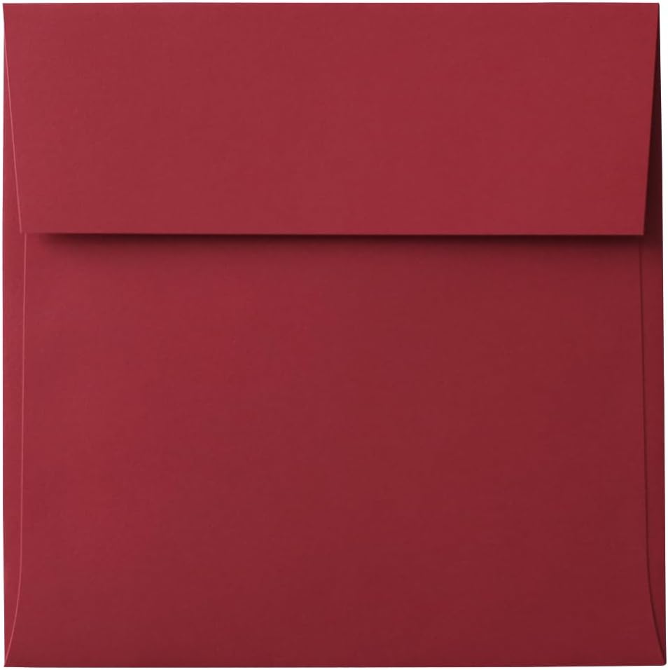 LUXPaper Square Invitation Envelopes | Peel & Press | 5" x 5" | Holiday Red | 60lb. Text | 50 Qty