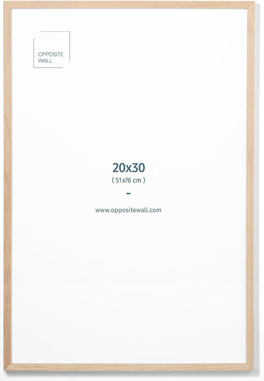 Opposite Wall - 20x30 in - Natural Solid Oak Wood Picture Frame - Lightweight, Versatile & Shatterproof - Wall Hanging Poster or Photo Frame - Wall Decor for Office, Gallery & Home