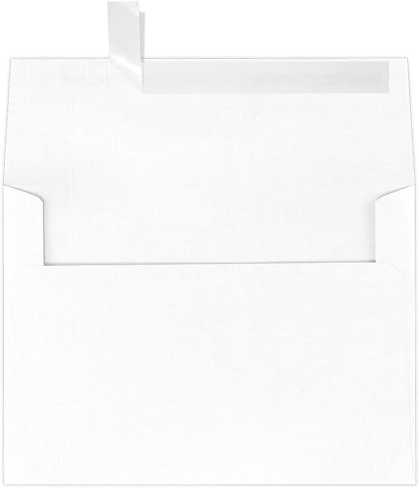 LUXPaper A7 Invitation Envelopes | Peel & Press | 5 1/4" x 7 1/4" | White Linen | 80lb. Text | 50 Qty