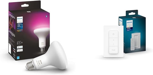 Philips Hue White and Color Ambiance BR30 1-Pack Bluetooth & Hue Smart Dimmer Switch 1 Pack White
