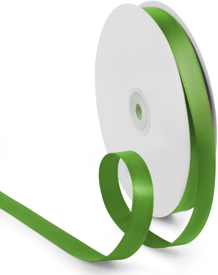 5/8 Inch 100 Yards Satin Ribbon Army Green, Solid Color Fabric Ribbon for Gift Wrapping, Wedding, Polyester Gift Ribbon for Birthday Party Decoration, Craft, Hair, Floral, Sewing