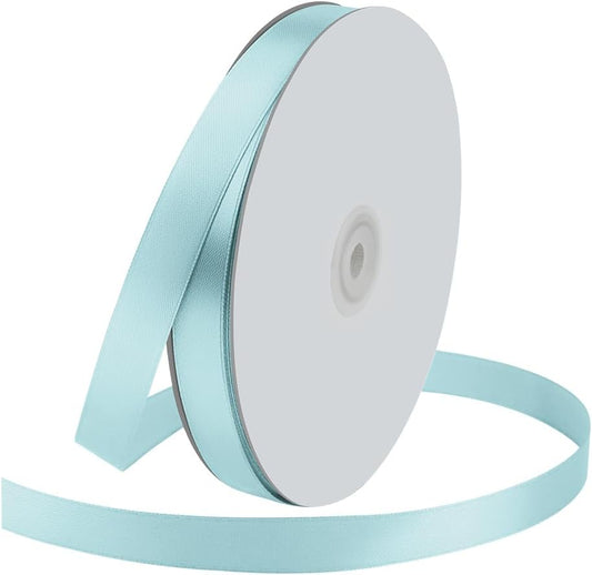 5/8" Wide x 100 Yards Single Face Polyester Satin Ribbon, Satin Ribbon for Crafts, Gift, Hair Bows, Wedding Party Decoration, Bow Making & Other Projects (Baby Blue)