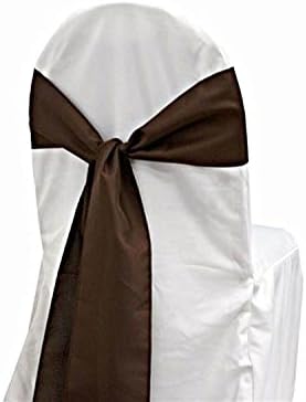 MDS Pack of 200 PCS Satin Chair Sashes Charmeuse Sateen Dining Chair Bows Ribbon Ties Back Sash for Wedding Party Birthday Home Hotel Restaurant Banquet Decoration (7 x 108 Inch, Coffee)