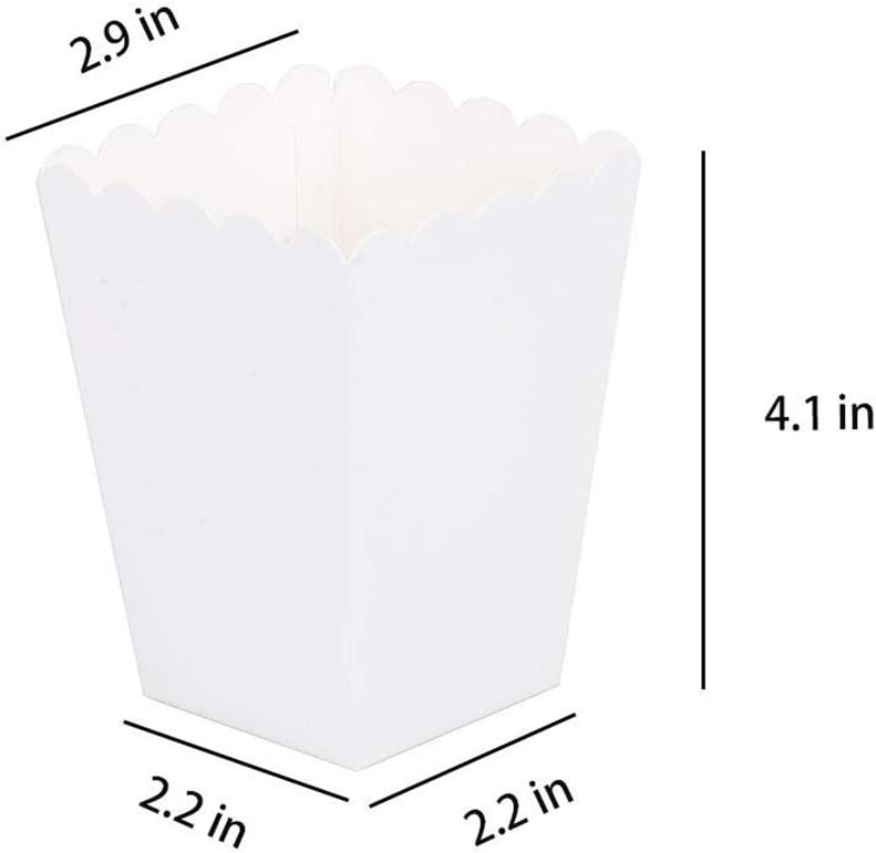 White Popcorn Boxes Mini Paper Popcorn Box Cardboard Popcorn Container for Party, Pack of 24