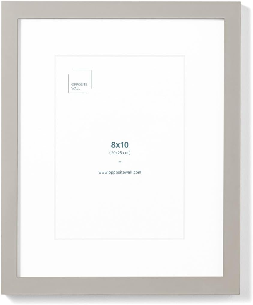 Opposite Wall - 8x10 in - Real Wood Grey Picture Frame - Lightweight, Versatile & Shatterproof - Wall Hanging & Tabletop Photo Frame - Office, Gallery & Home Decor