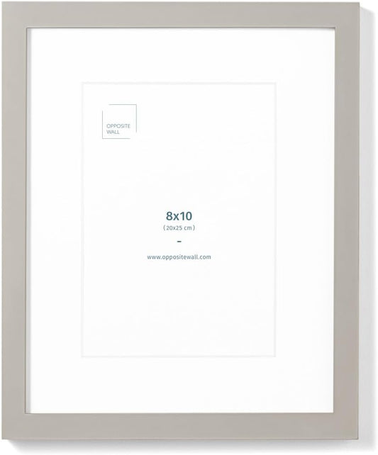 Opposite Wall - 8x10 in - Real Wood Grey Picture Frame - Lightweight, Versatile & Shatterproof - Wall Hanging & Tabletop Photo Frame - Office, Gallery & Home Decor