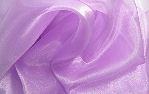 VDS Light Purple Organza Fabric, 10 Yards Continuous, 45” Wide, Wedding Party Decoration Iridescent Crystal Sheer Shiny Organza Tulle Bridal Dress DIY Crafts Costume Sewing Backdrop Arch Cloth