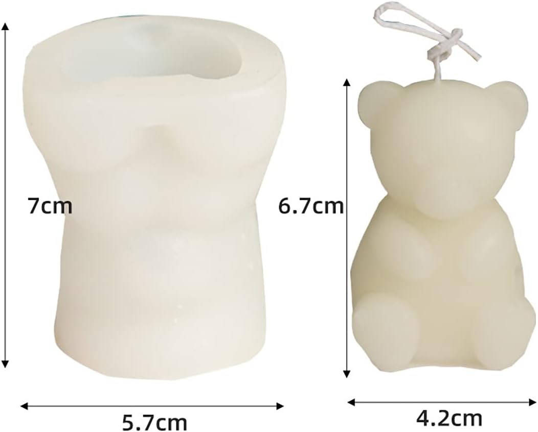 2 Pack Cute Bear Scented Candle Mold Bear Mold Silicone Mold for Candles Home Decoration Silicone Mold for Resin Bear Resin Mold Cartoon Mold