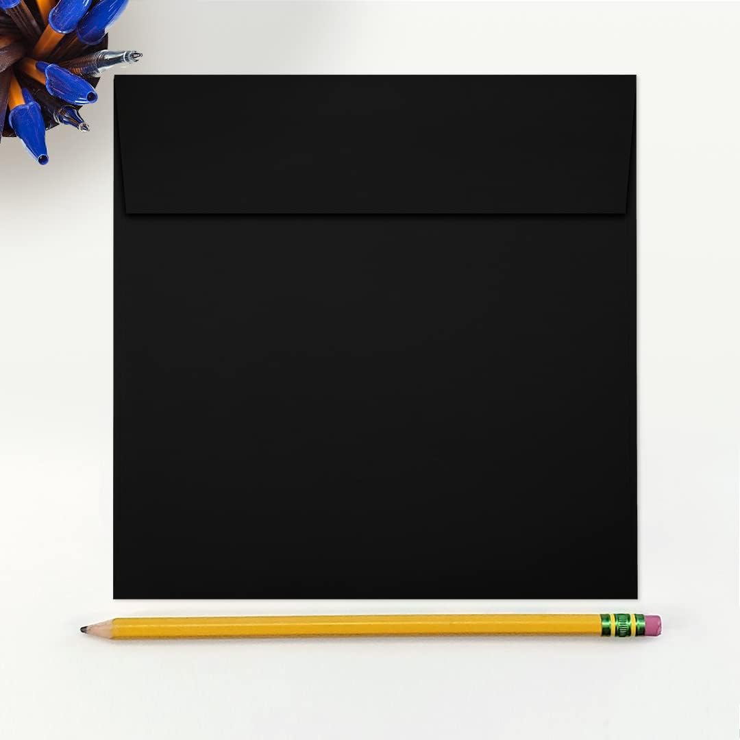LUXPaper Square Invitation Envelopes | Peel & Press | 6 1/2" x 6 1/2" | Midnight Black | 80lb. Text | 50 Qty
