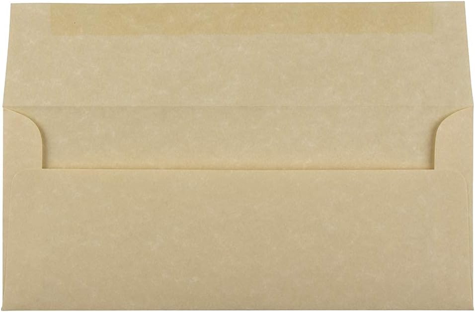 JAM PAPER #10 Business Parchment Envelopes - 4 1/8 x 9 1/2 - Brown Recycled - 50/Pack