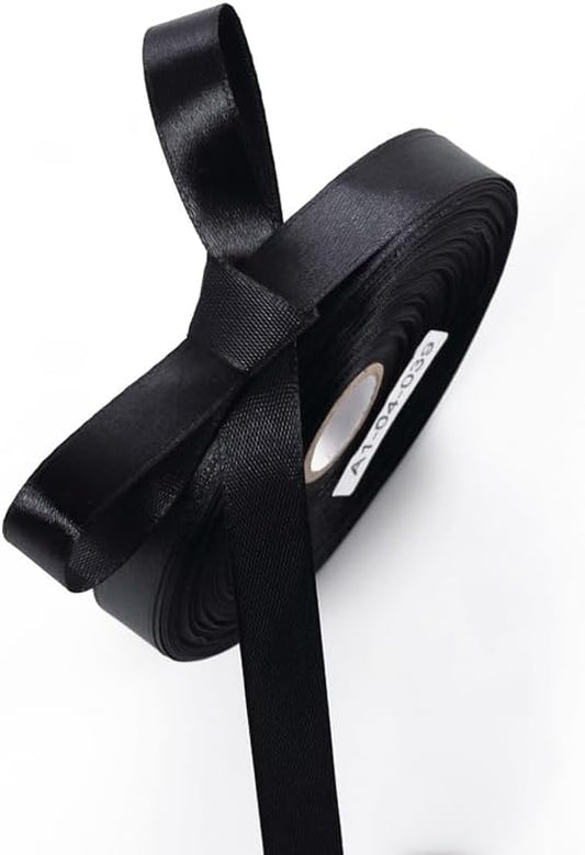 1/2 Inch Black Satin Ribbon 50 Yards Solid Fabric Ribbons for Gift Wrapping, Crafts and DIY Projects, Bows Making, Wedding, Party, Holiday Decor