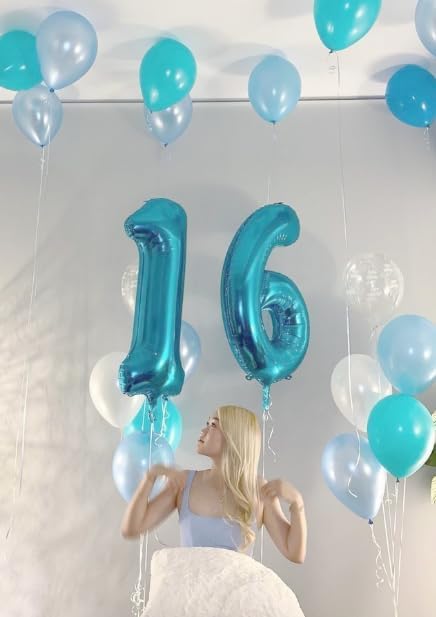 Pearl Blue Number 1 Balloon 40 inch, Number 1 Birthday Balloon for Boy Girl, Pearl Blue Foil One for 1st 10 11 12 16 18 Birthday Party, Anniversary Celebration Number Balloons Decorations