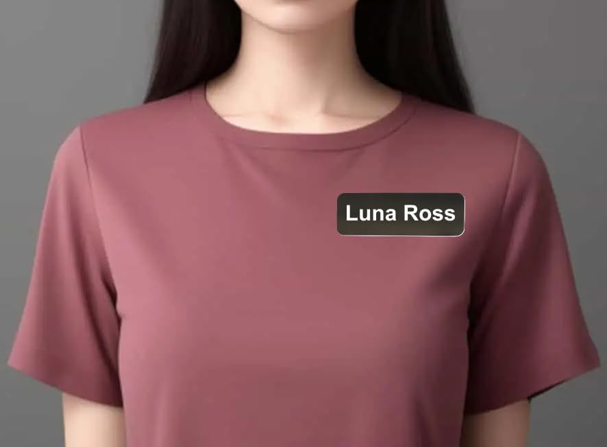 Custom Laser Engraved Name Tag Badges for Business or Employees Position Identification - Personalized Text for Your Name Plate or ID Tags, 1 x 3 inches, Made in CA, USA (Black, 1 x 3 inches)