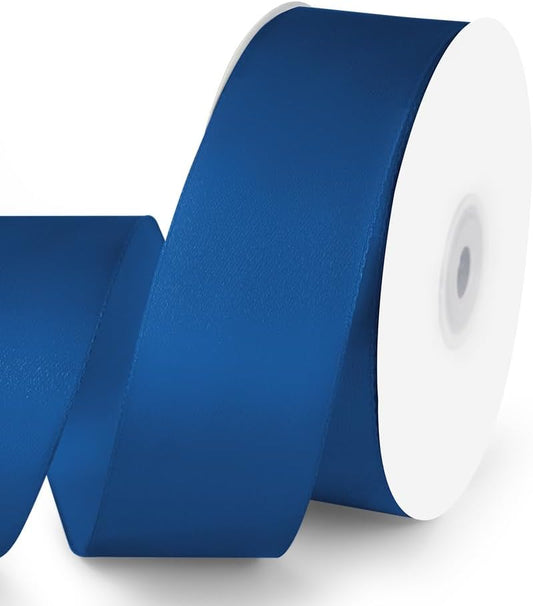 KMER LIFE 1-1/2" Wide x 50 Yards Navy Blue Single Faced Polyester Satin Ribbon, Navy Blue Satin Ribbon Perfect for Wedding Decor, Wreath, Crafts, Gift Wrapping & Other Projects (Navy Blue)