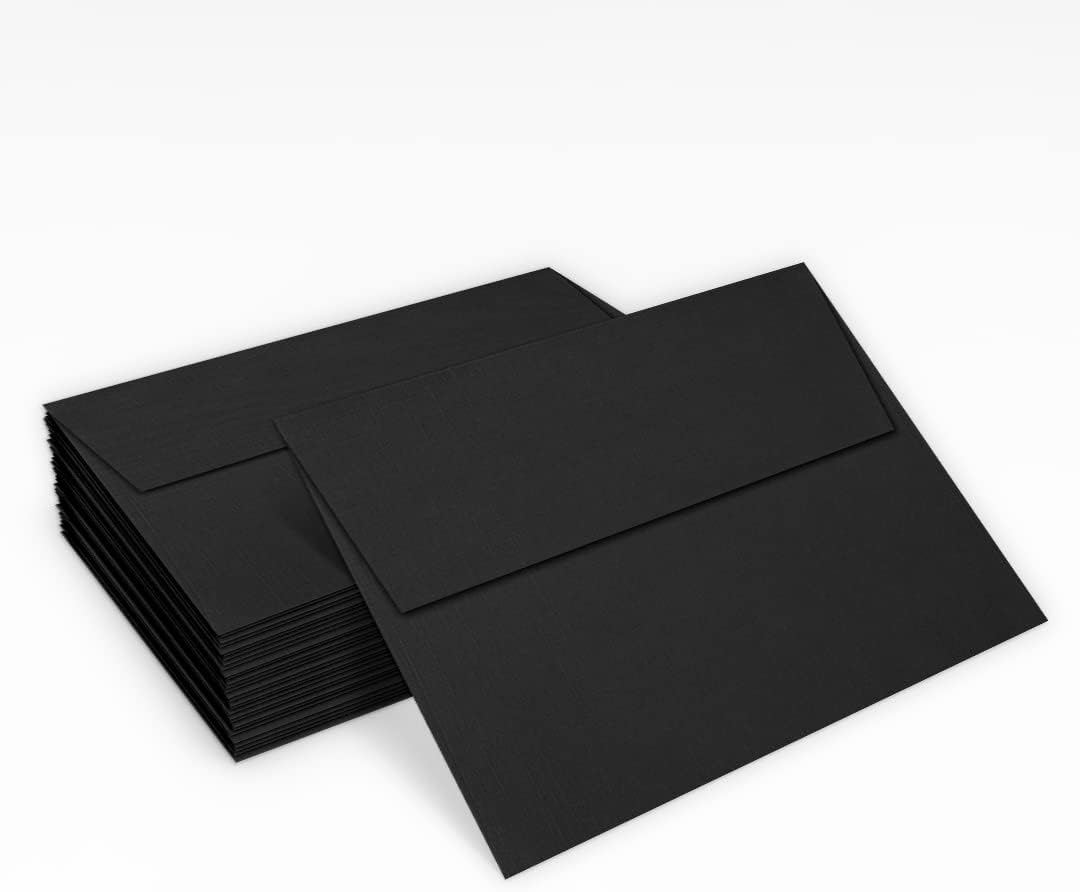 LUXPaper A7 Invitation Envelopes | Peel & Press | 5 1/4" x 7 1/4" | Black Linen | 80lb. Text | 1,000 Qty