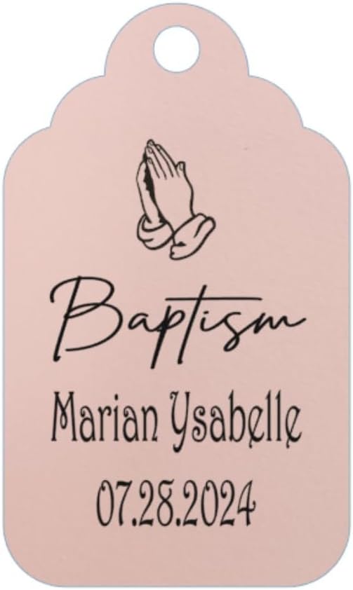 Mi Bautizo Baptism Christening Personalized Thank You Tags 20 pcs - More Colors Available (pink shimmer)